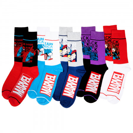Marvel Super Heroes 5-Pair Crew Sock Set